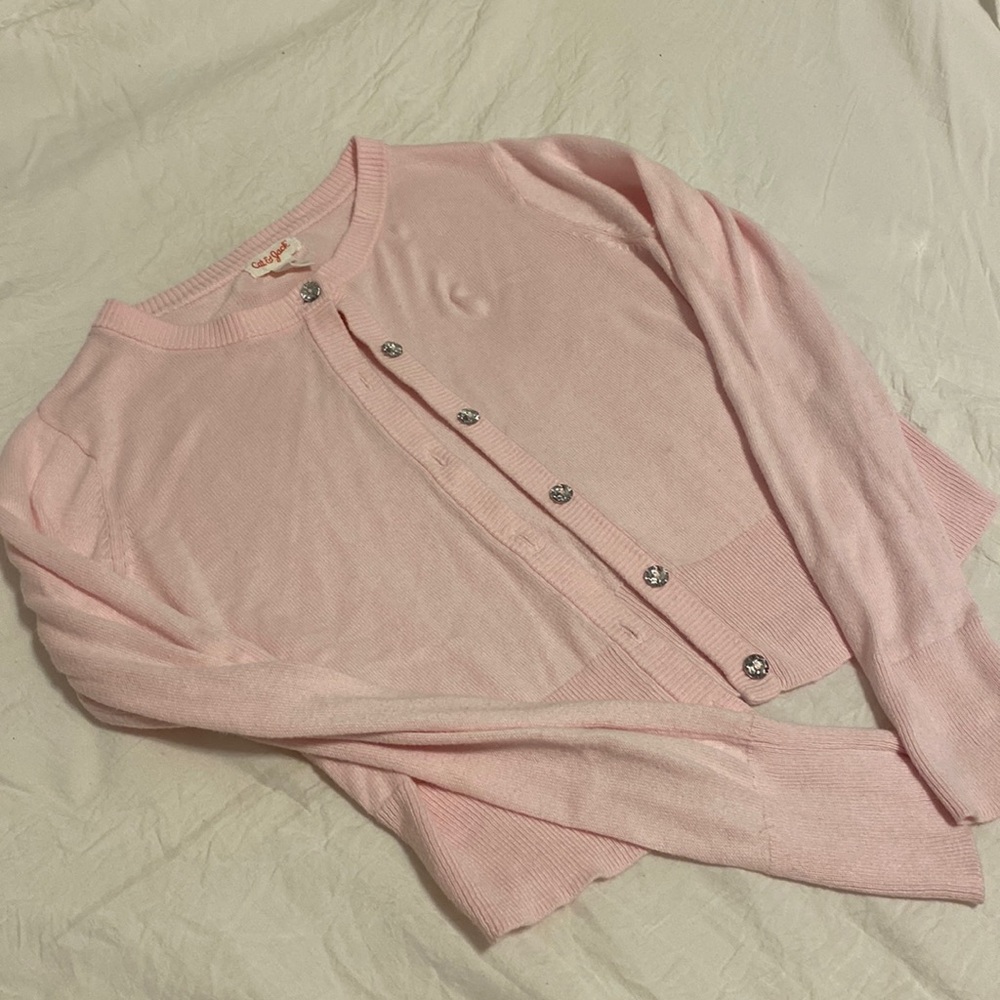 Cat and Jack soft pink cardigan with rhinestone buttons